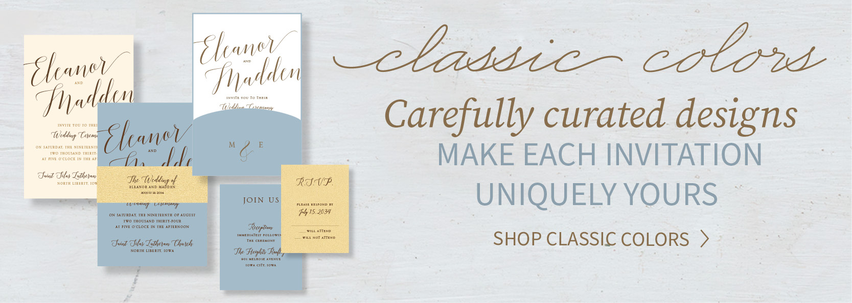 Classic Colors Wedding Collection banner